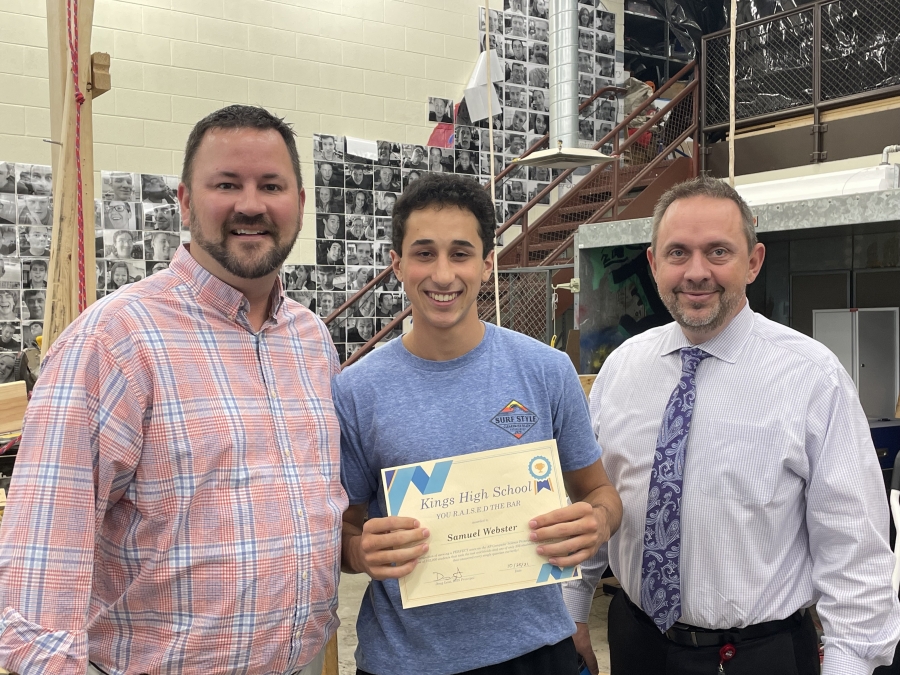 Samuel Webster with KHS Principal, Doug Leist and Kings Superintendent, Greg Sears